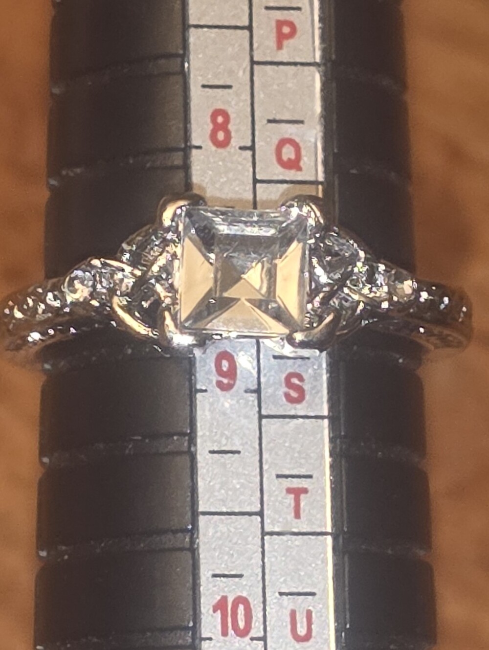 Size 9 Silver Tone Zirconia Statement Ring